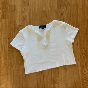 cropped half zip white shirt
